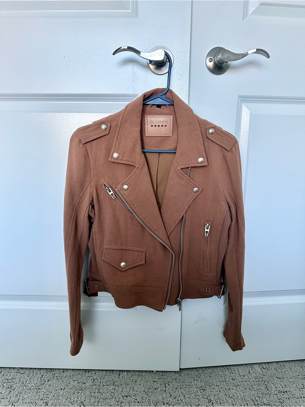 Blank NYC Taupe-Brown Moto Jacket with Silver Hardware